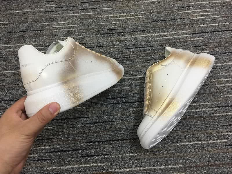 Alexander McQueen  Golden bilateral White Leather shoes Men Women 5