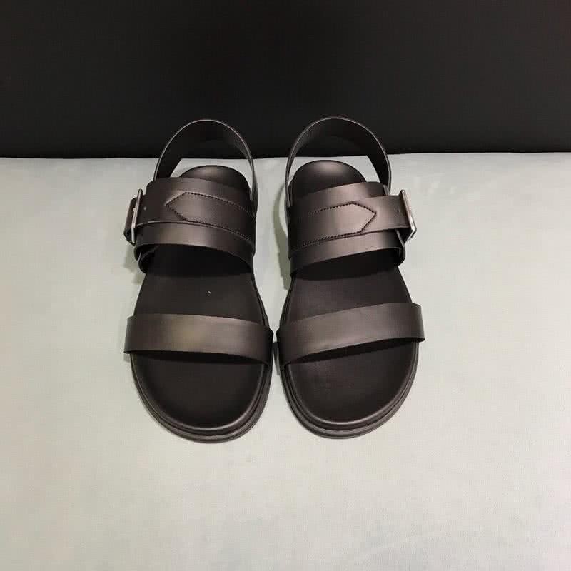 Hermes Fashion Comfortable Sandals Cowhide Brown Men 2