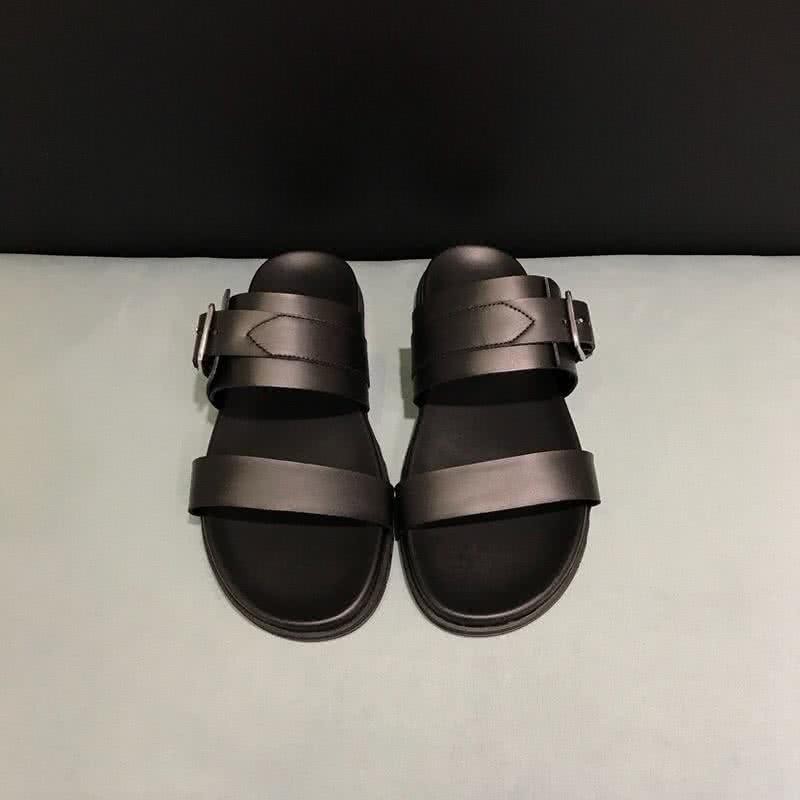 Hermes Fashion Comfortable Sandals Cowhide Black And Brown Men 2
