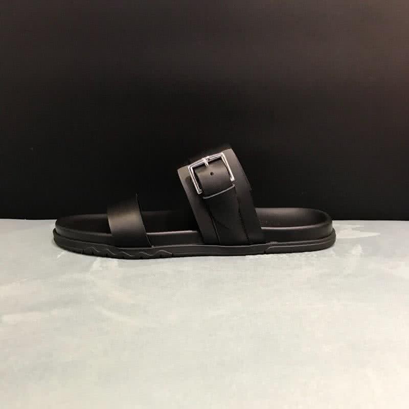 Hermes Fashion Comfortable Sandals Cowhide Black And Brown Men 7