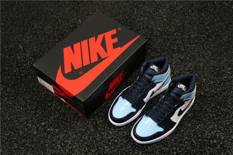 Air Jordan 1 Shoes White Blue And Black Women/Men 5