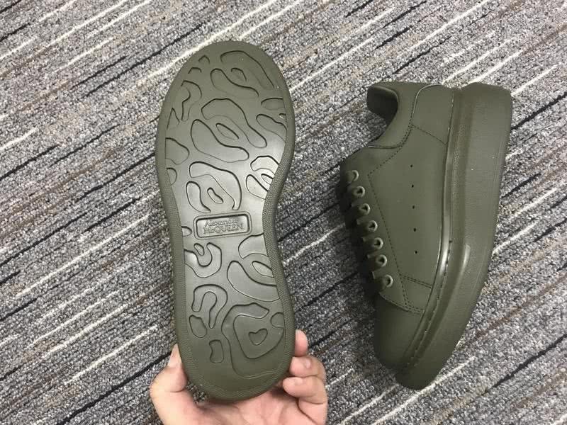 Alexander McQueen  Army-green Leather Thick-heeled Men Women 9