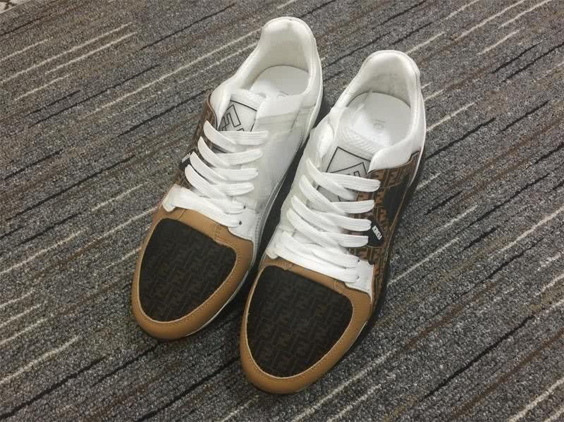 Fendi Sneakers Camel and White leather Black sole Men 2