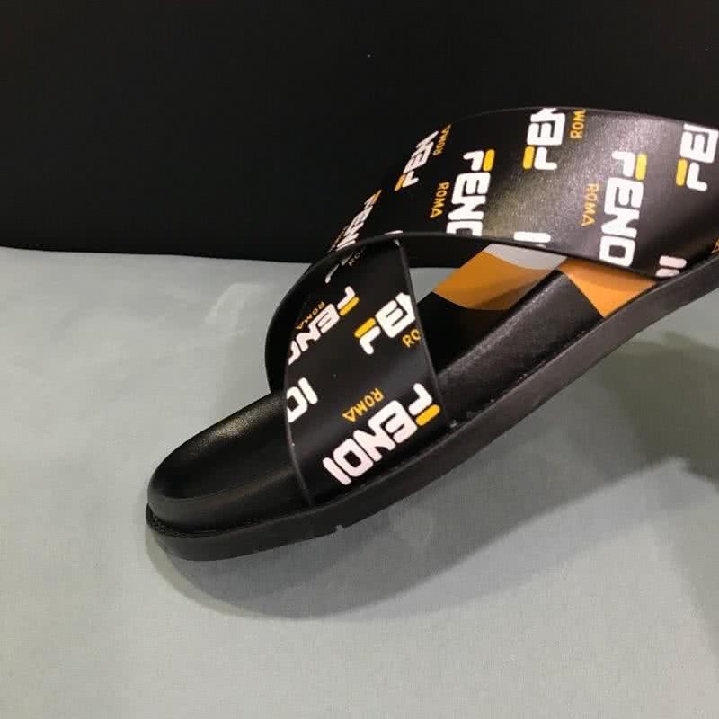 Fendi Slippers White Letters Black White Yellow Men 4