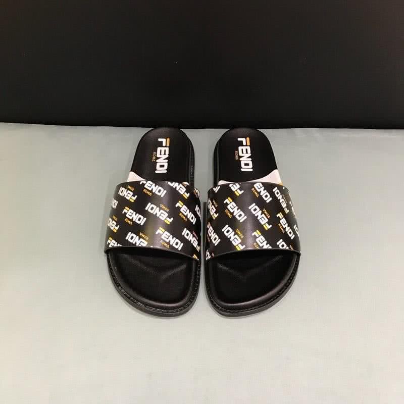 Fendi Slippers White Letters Black White Yellow Men 2