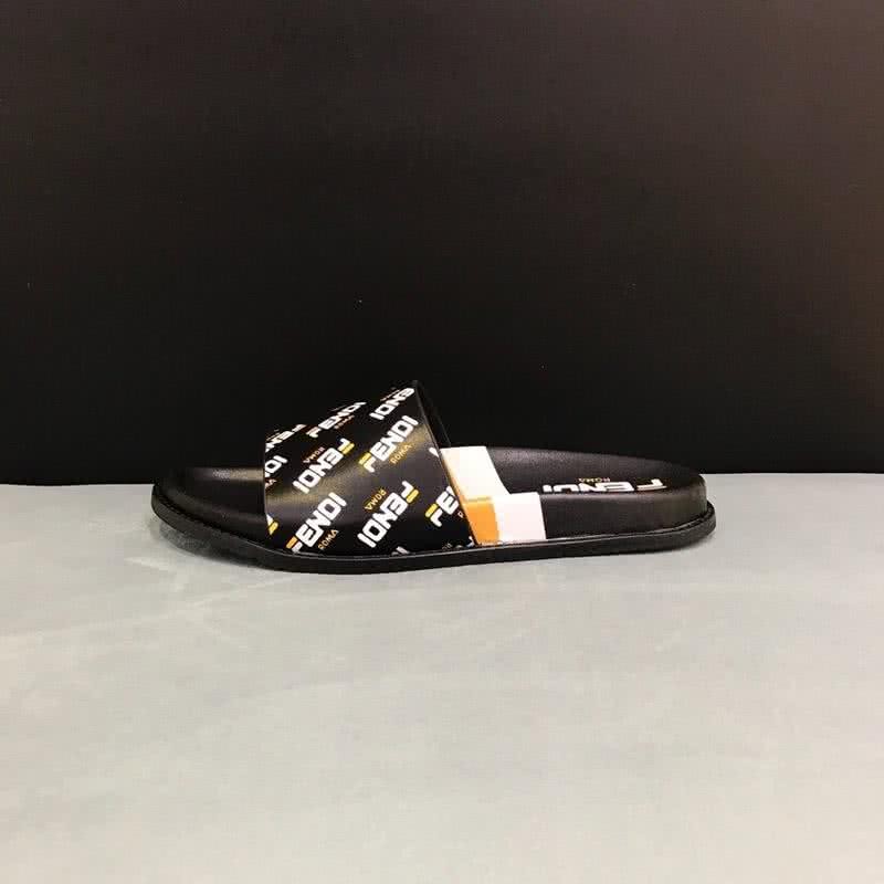 Fendi Slippers White Letters Black White Yellow Men 7