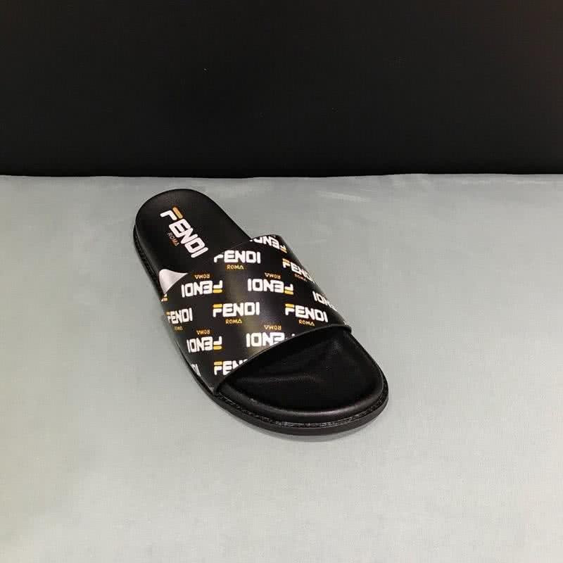 Fendi Slippers White Letters Black White Yellow Men 8