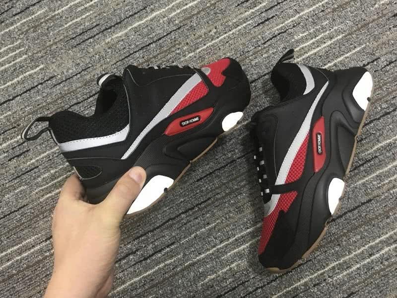 Christian Dior Sneakers 3022  Black Cotton Grid and Upper and Wave Sole Pink Tongue Men 9