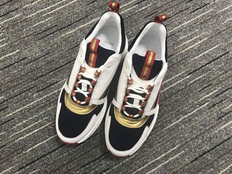 Christian Dior Sneakers 3024 White Black Cotton Grid Upper Golden Bar Wave Sole  Men 5