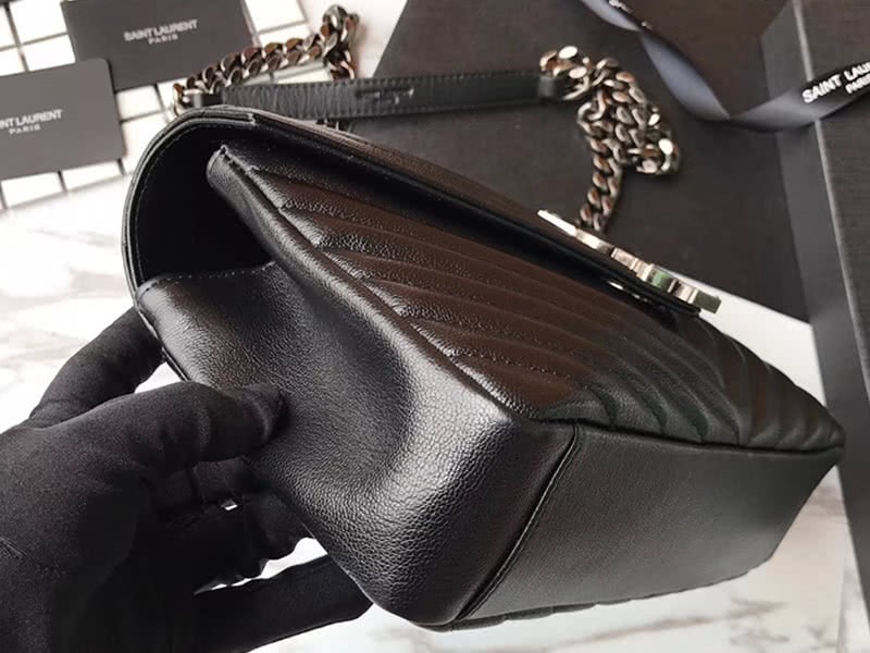 Saint Laurent Coll Ge Medium In Matelass Leather Black 2