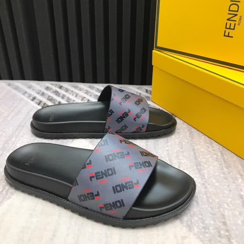 Fendi Slippers Calf Leather Black Light Blue Red Men 2