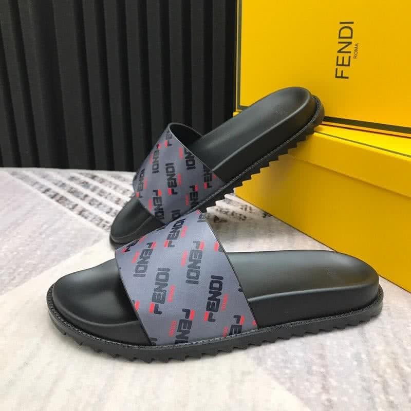 Fendi Slippers Calf Leather Black Light Blue Red Men 3