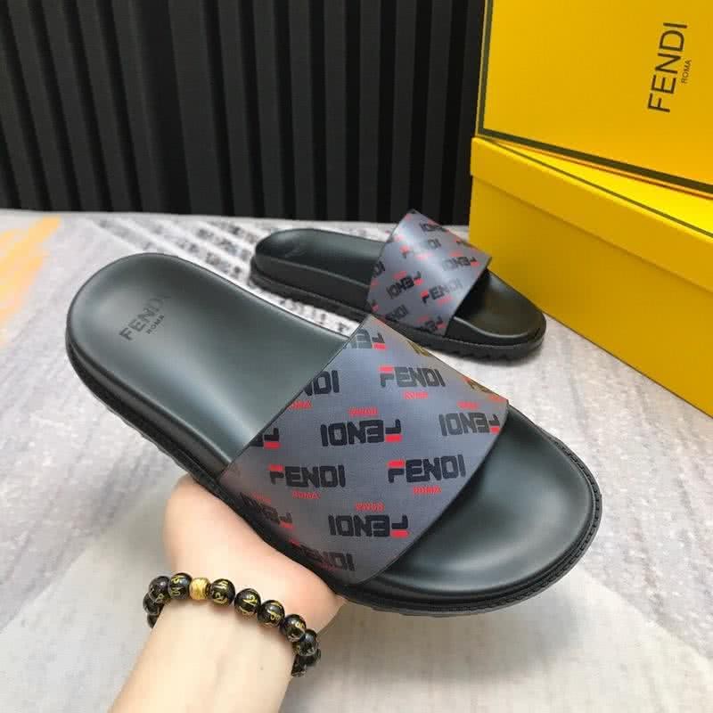 Fendi Slippers Calf Leather Black Light Blue Red Men 5
