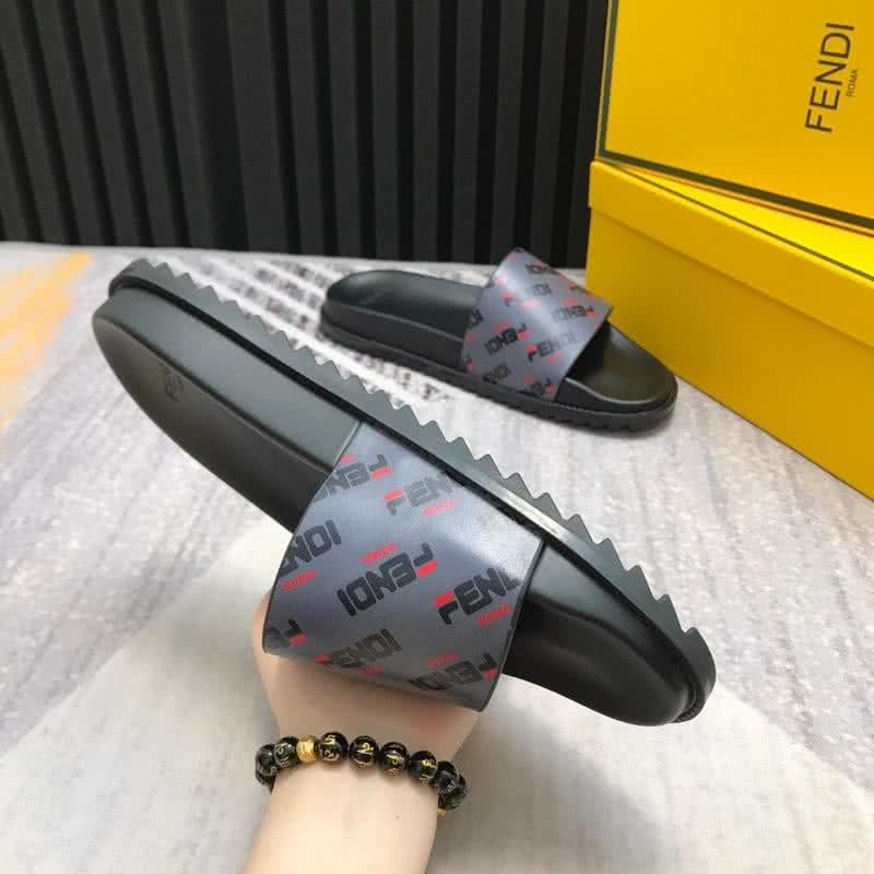 Fendi Slippers Calf Leather Black Light Blue Red Men 6