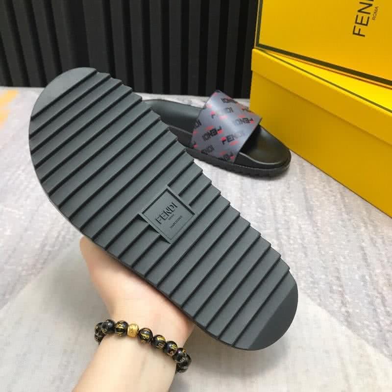 Fendi Slippers Calf Leather Black Light Blue Red Men 7