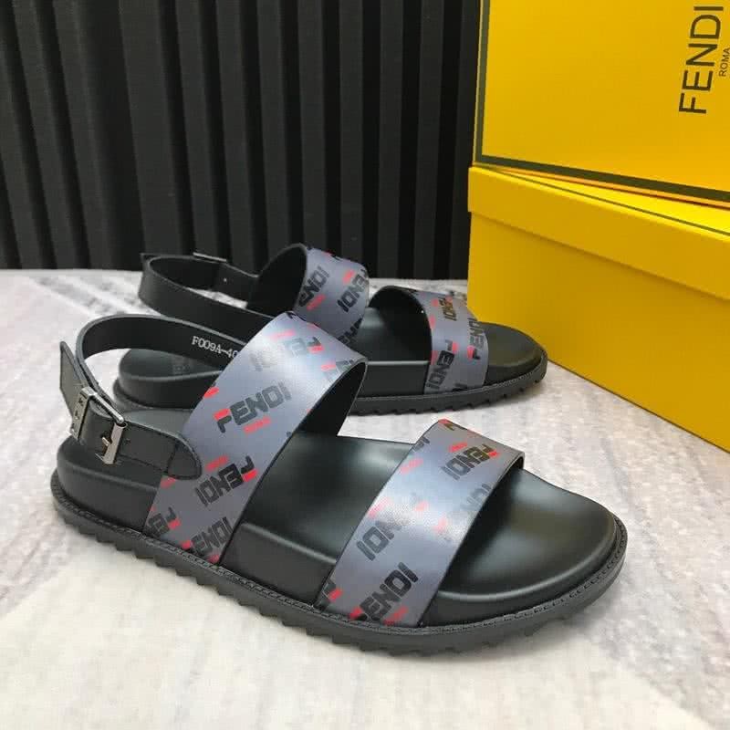 Fendi Sandals Calf Leather Light Blue Black Men 2