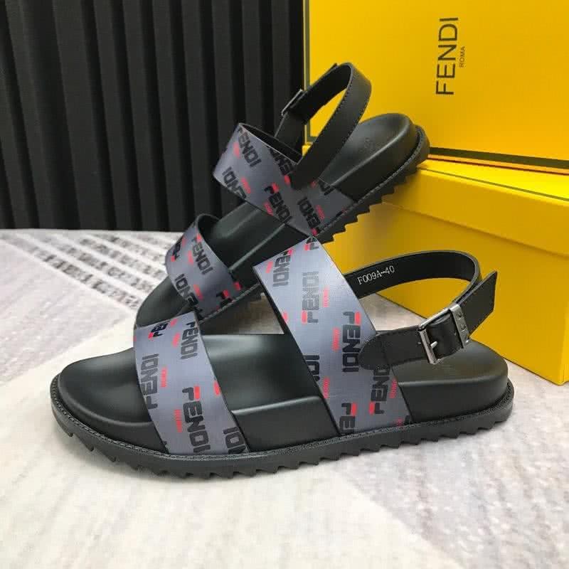 Fendi Sandals Calf Leather Light Blue Black Men 3