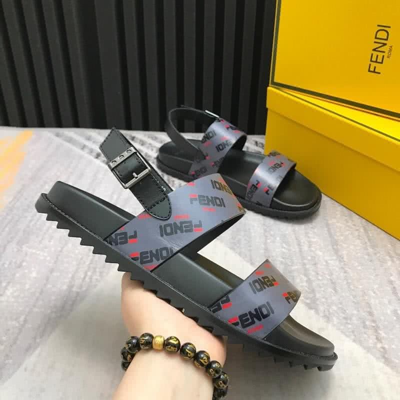 Fendi Sandals Calf Leather Light Blue Black Men 4