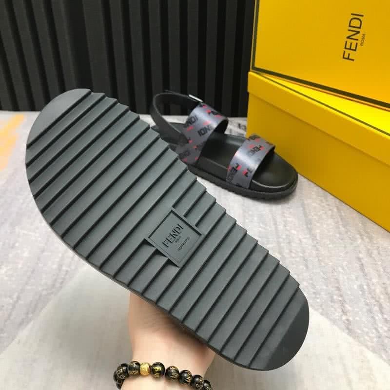 Fendi Sandals Calf Leather Light Blue Black Men 7