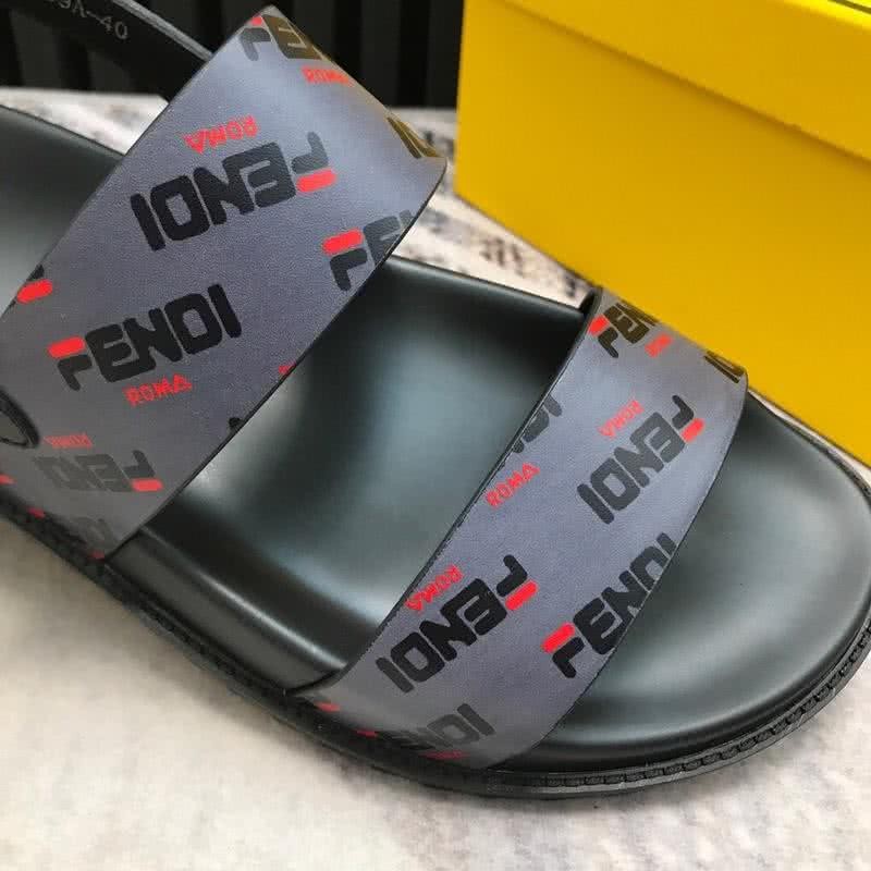 Fendi Sandals Calf Leather Light Blue Black Men 8