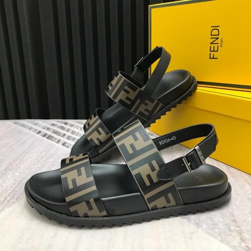 Fendi Sandals Calf Leather Black And Brown Men 2