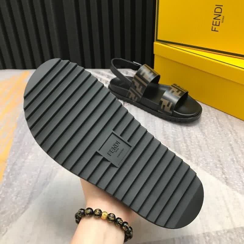 Fendi Sandals Calf Leather Black And Brown Men 7