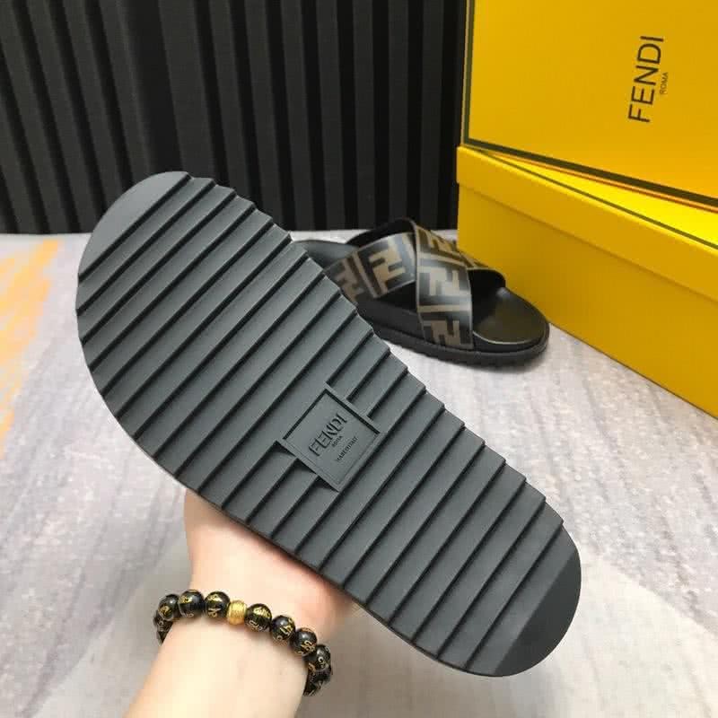 Fendi Slippers Calf Leather Black And Brown Men 8