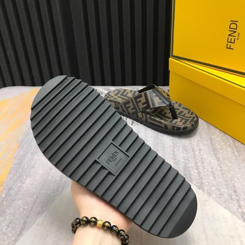 Fendi Flip Flops Calf Leather Black Brown Men 8