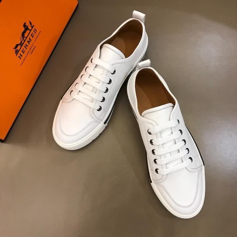 Hermes Fashion Comfortable Sports Shoes Cowhide White Men 3