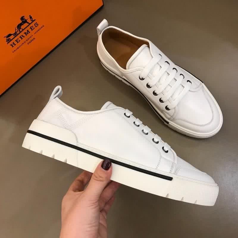Hermes Fashion Comfortable Sports Shoes Cowhide White Men 4