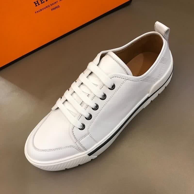 Hermes Fashion Comfortable Sports Shoes Cowhide White Men 5