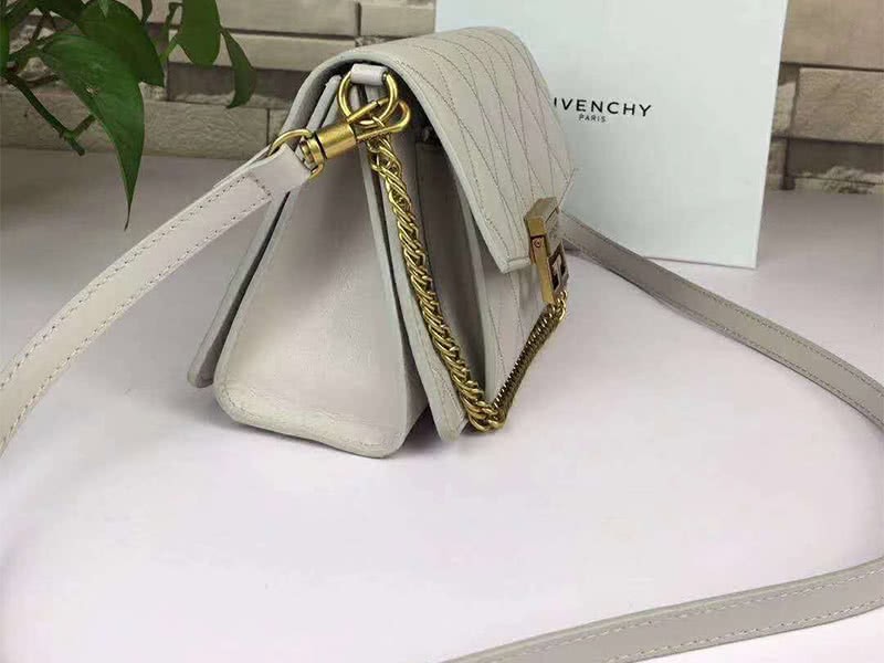 Givenchy gv3 Calfskin Quilted Leather Flap Bag Grey 3