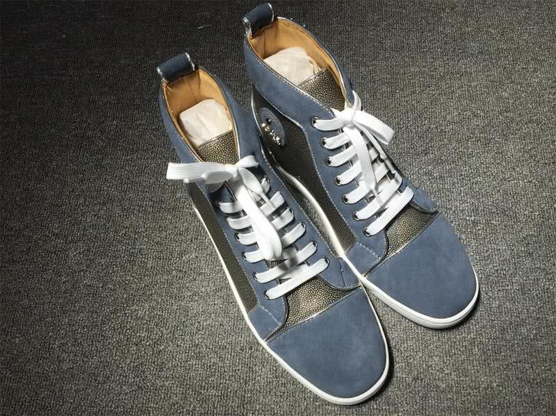christian louboutin leather Blue Sneakers Men Women 3