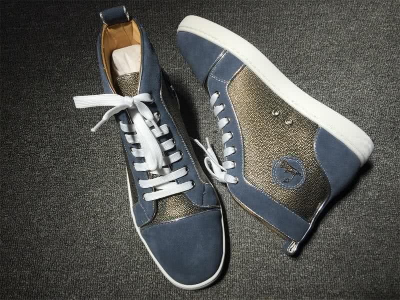christian louboutin leather Blue Sneakers Men Women 4