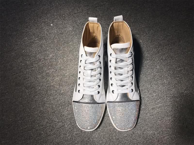 christian louboutin leather Silver Sneakers Men Women 4