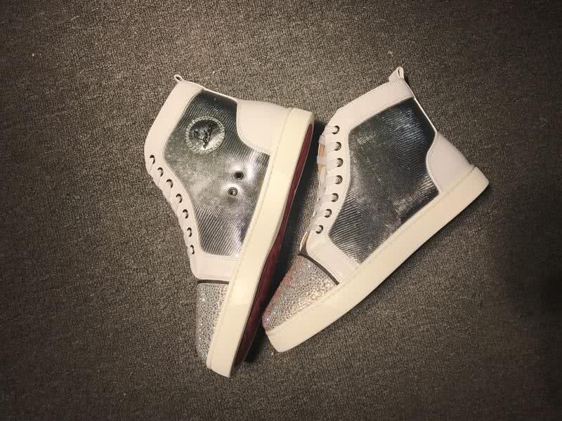 christian louboutin leather Silver Sneakers Men Women 6