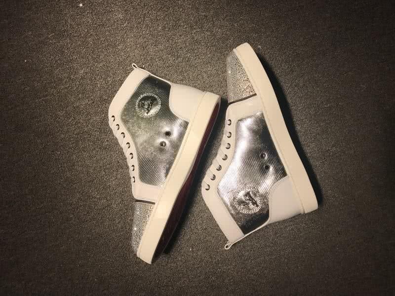 christian louboutin leather Silver Sneakers Men Women 7