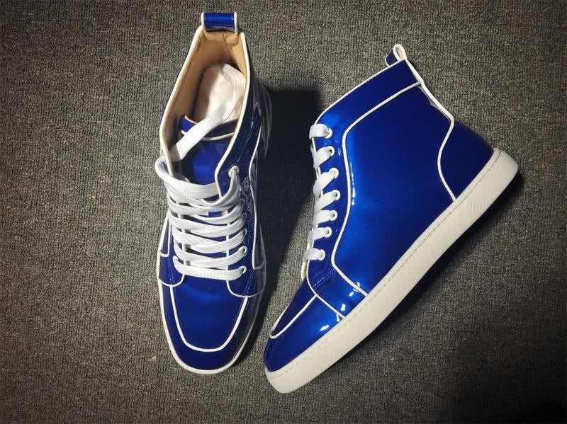 christian louboutin leather Blue Sneakers Men Women 4