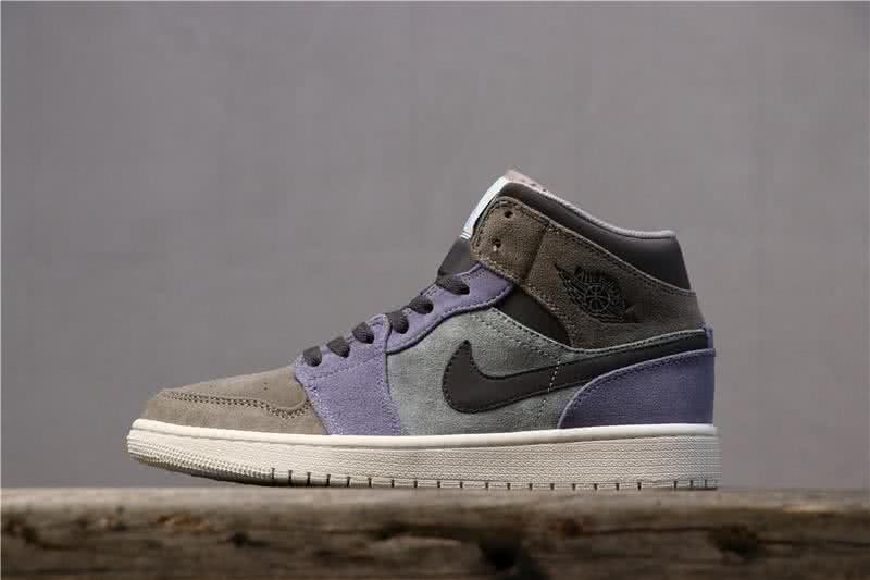 Air Jordan 1 Mid Brown Purple And Grey Men 1