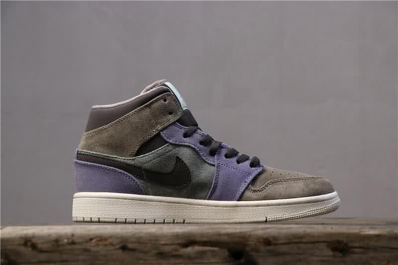 Air Jordan 1 Mid Brown Purple And Grey Men 3