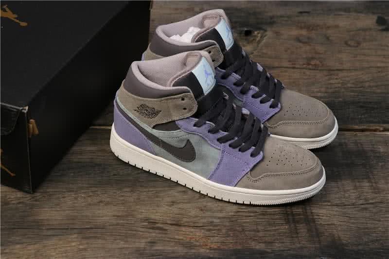 Air Jordan 1 Mid Brown Purple And Grey Men 7