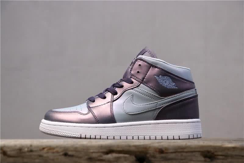 Air Jordan 1 Mid GS Mental Upper Purple And White Women 1