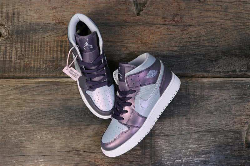Air Jordan 1 Mid GS Mental Upper Purple And White Women 9