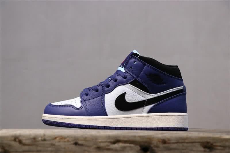 Air Jordan 1 MID Blue White And Black Women 1