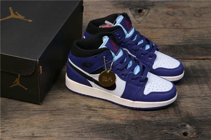 Air Jordan 1 MID Blue White And Black Women 11