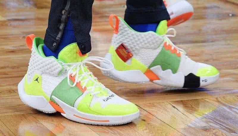 Air Jordan 1 Shoes White Yellow Green And Orange Men 2