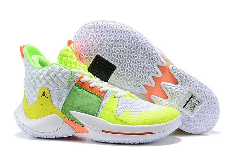 Air Jordan 1 Shoes White Yellow Green And Orange Men 1