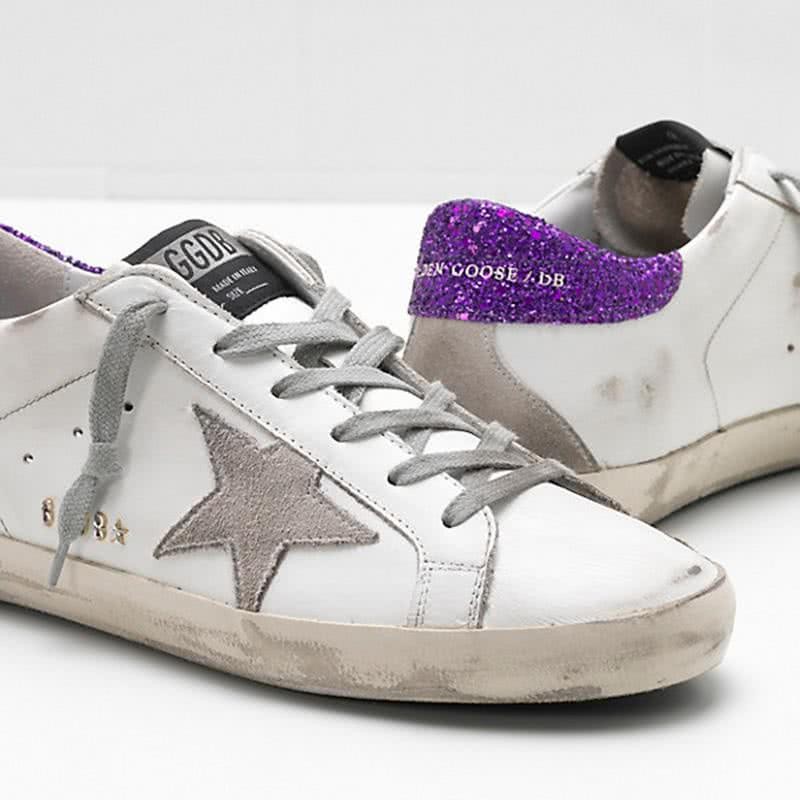 Golden Goose Superstar G34WS590.M49 White Upper in Calf Leather Suede Star Glitter Coated Heel Tab Men Women 4