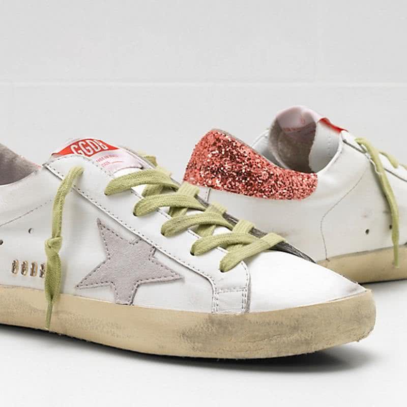 Golden Goose Superstar G34WS590.N90 White Upper in Calf Leather Suede Star Glitter Coated Heel Tab Men Women 4