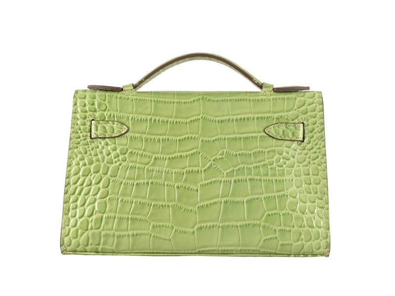Hermes Matte Kelly Pochette Crocodile Green 4